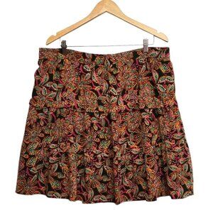 J. Crew Womens XXL Fern Canyon Print Tiered Pull On Skirt Elastic Back Waistband